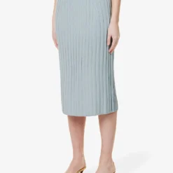 Joseph Split-hem Mid-rise Knitted Midi Skirt -Outlet Pique Style Store R04095429 DUSTYBLUE ALT02