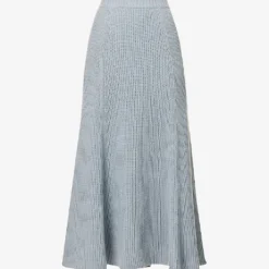 Joseph Mid-rise Flared-hem Cotton Knitted Midi Skirt