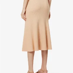 Joseph Flared Cotton And Wool-blend Knitted Midi Skirt 8 Joseph Flared Cotton And Wool-blend Knitted Midi Skirt -Outlet Pique Style Store R04095435 SALMON ALT03