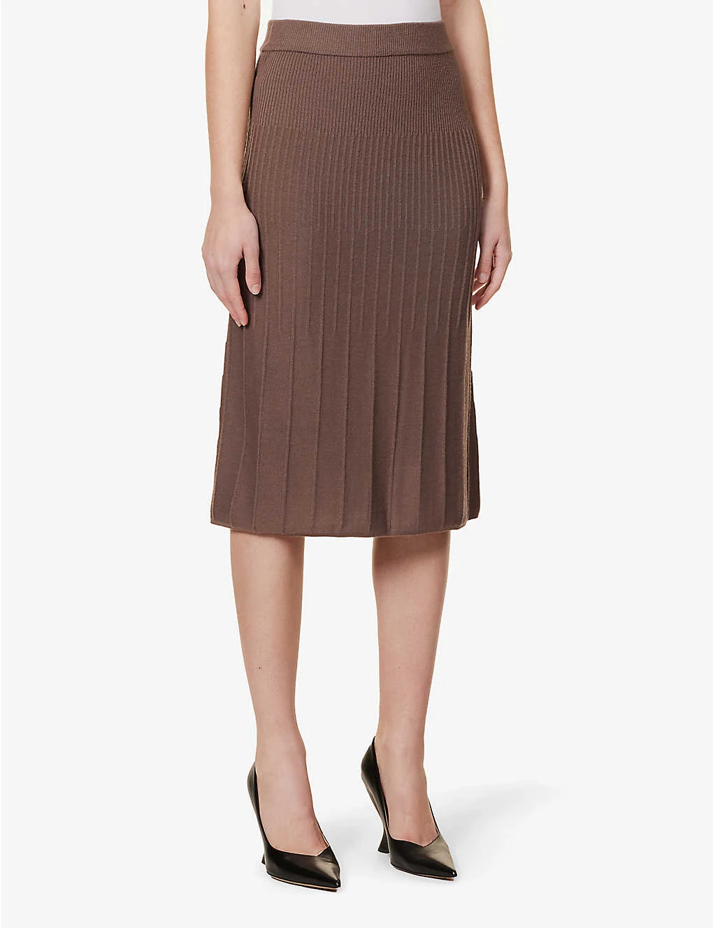 Joseph Ribbed Flared-hem Wool Knitted Midi Skirt 3 Joseph Ribbed Flared-hem Wool Knitted Midi Skirt - Image 3