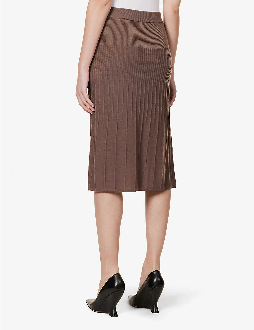 Joseph Ribbed Flared-hem Wool Knitted Midi Skirt 4 Joseph Ribbed Flared-hem Wool Knitted Midi Skirt - Image 4