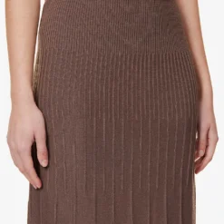 Joseph Ribbed Flared-hem Wool Knitted Midi Skirt 9 Joseph Ribbed Flared-hem Wool Knitted Midi Skirt -Outlet Pique Style Store R04095438 TRUFFLE ALT04