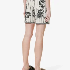 Joseph Floral-pattern Split-hem Knitted Shorts 8 Joseph Floral-pattern Split-hem Knitted Shorts -Outlet Pique Style Store R04095458 BLACKCOMBO ALT03