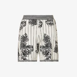 Joseph Floral-pattern Split-hem Knitted Shorts
