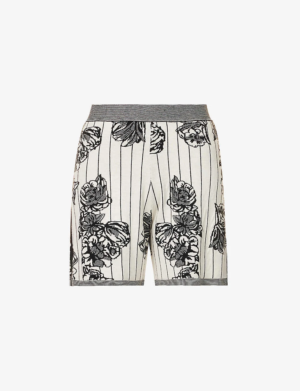 Joseph Floral-pattern Split-hem Knitted Shorts 1 Joseph Floral-pattern Split-hem Knitted Shorts