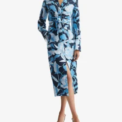 Reiss Jackson Foral-print Front-slip Woven Midi Skirt 6 Reiss Jackson Foral-print Front-slip Woven Midi Skirt -Outlet Pique Style Store R04095899 NAVYBLUE ALT01