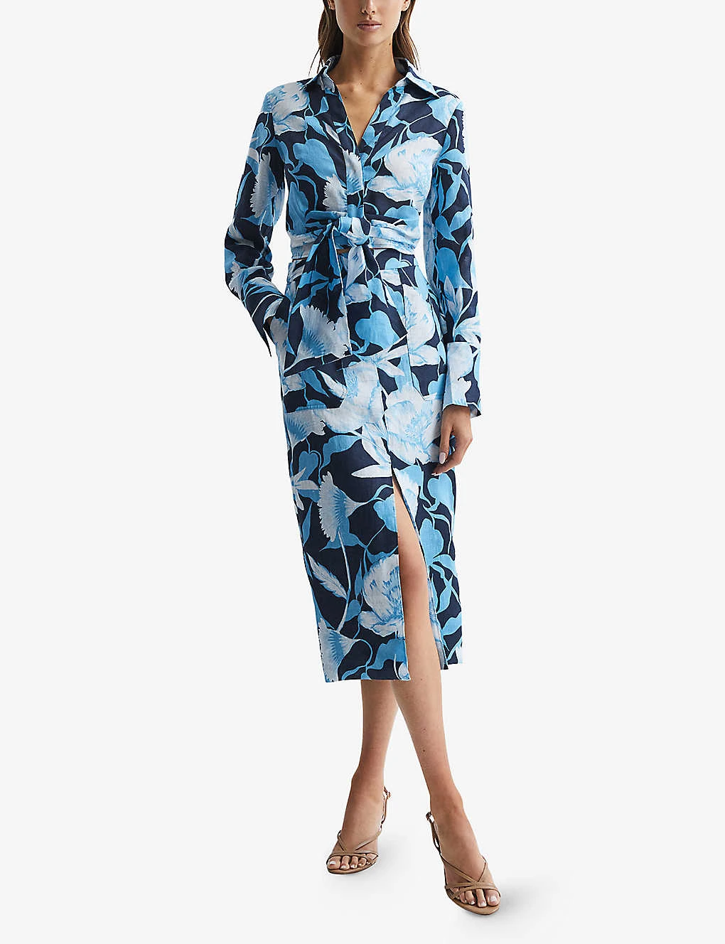 Reiss Jackson Foral-print Front-slip Woven Midi Skirt 2 Reiss Jackson Foral-print Front-slip Woven Midi Skirt - Image 2