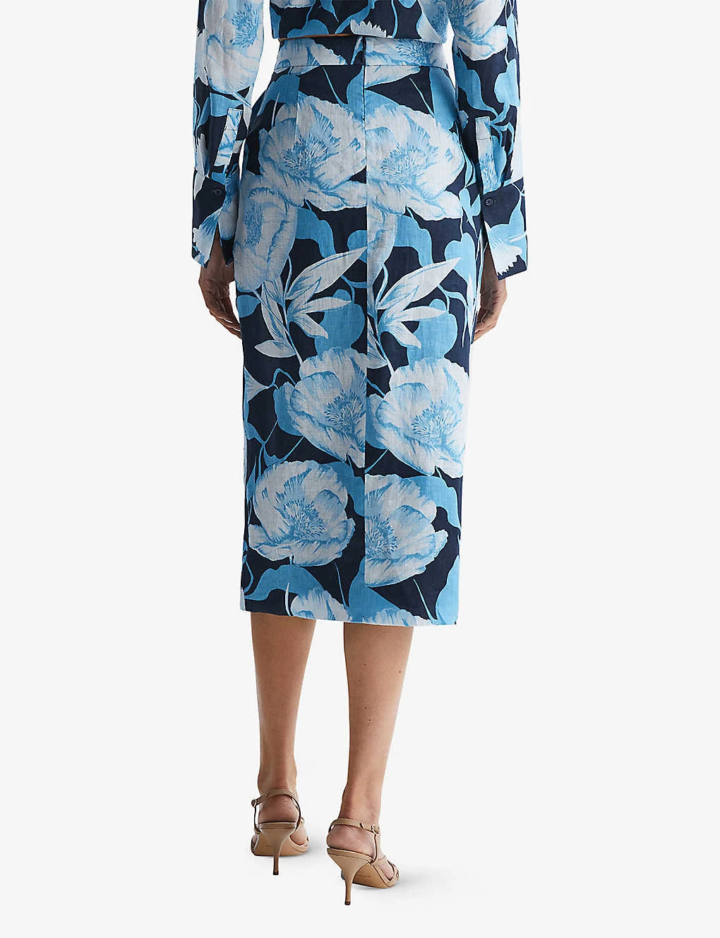 Reiss Jackson Foral-print Front-slip Woven Midi Skirt 4 Reiss Jackson Foral-print Front-slip Woven Midi Skirt - Image 4