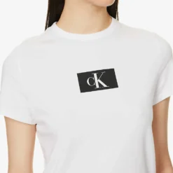 Calvin Klein 1996 Lounge Logo-print Recycled Cotton-blend Top -Outlet Pique Style Store R04096770 WHITE ALT04