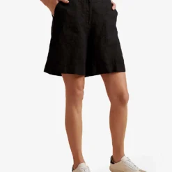 Longline Relaxed-fit Linen Shorts 7 Longline Relaxed-fit Linen Shorts -Outlet Pique Style Store R04097408 BLACK ALT02