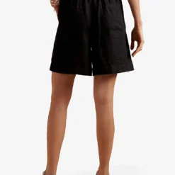 Longline Relaxed-fit Linen Shorts 8 Longline Relaxed-fit Linen Shorts -Outlet Pique Style Store R04097408 BLACK ALT03