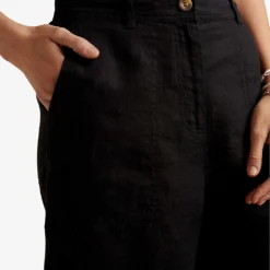 Longline Relaxed-fit Linen Shorts 9 Longline Relaxed-fit Linen Shorts -Outlet Pique Style Store R04097408 BLACK ALT04