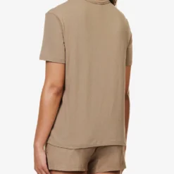 Calvin Klein Logo-embroidered Short-sleeved Stretch-cotton And Recycled-polyester T-shirt -Outlet Pique Style Store R04097695 NATURALGRAY ALT03