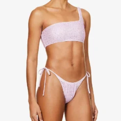 SELF PORTRAIT Rhinestone-embellished One-shoulder Bikini Top -Outlet Pique Style Store R04098648 LILAC ALT02