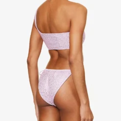 SELF PORTRAIT Rhinestone-embellished One-shoulder Bikini Top -Outlet Pique Style Store R04098648 LILAC ALT03