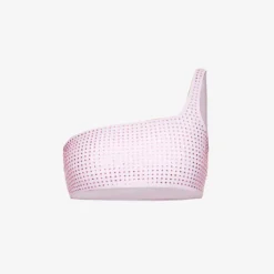 SELF PORTRAIT Rhinestone-embellished One-shoulder Bikini Top
