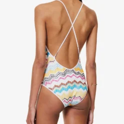 Missoni Chevron-knit V-neck Swimsuit -Outlet Pique Style Store R04100166 MULTICOLORCHEVRON ALT03