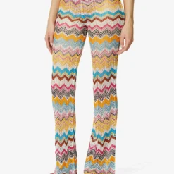Missoni Chevron-print Mid-rise Straight-leg Knitted Trousers -Outlet Pique Style Store R04100167 BT004RMULTICHEVRON ALT02