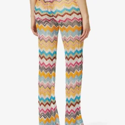 Missoni Chevron-print Mid-rise Straight-leg Knitted Trousers -Outlet Pique Style Store R04100167 BT004RMULTICHEVRON ALT03