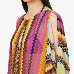 Missoni Zig Zag-print Semi-sheer Stretch-woven Kaftan -Outlet Pique Style Store R04100188 BK023KMULTICOLOR ALT04