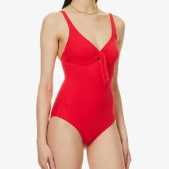 Melissa Odabash Lisbon Bow-embellished Swimsuit -Outlet Pique Style Store R04100770 RED ALT02