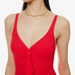 Melissa Odabash Lisbon Bow-embellished Swimsuit -Outlet Pique Style Store R04100770 RED ALT04