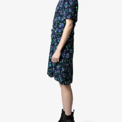 Zadig & Voltaire Rixe Floral-print Silk Mini Dress -Outlet Pique Style Store R04101045 NOIR ALT02