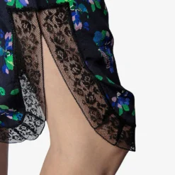 Zadig & Voltaire Jozy Floral-print Silk Midi Shirt -Outlet Pique Style Store R04101048 NOIR ALT04