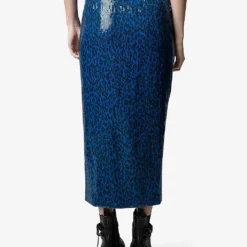 Zadig & Voltaire Jamelia Leopard Sequin-embellished Midi Skirt -Outlet Pique Style Store R04101050 AZUR ALT03