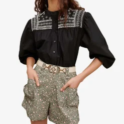 Maje Floral-print Mid-rise Woven Shorts -Outlet Pique Style Store R04101488 IMPRIME ALT02