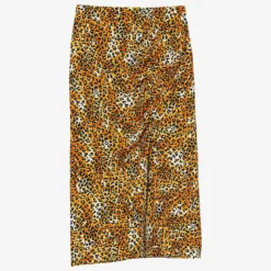 Maje Jipard Leopard-print Side-slit Woven Midi Skirt