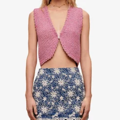 Maje Floral-embroidered Cotton-blend Shorts 7 Maje Floral-embroidered Cotton-blend Shorts -Outlet Pique Style Store R04101554 BLEUS ALT02