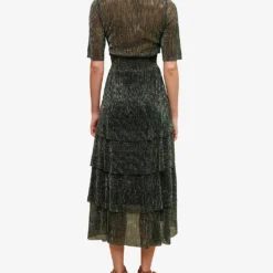 Maje Ruffled Tiered Woven Midi Dress -Outlet Pique Style Store R04101560 VERTS ALT03