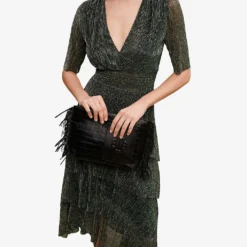 Maje Ruffled Tiered Woven Midi Dress -Outlet Pique Style Store R04101560 VERTS ALT04