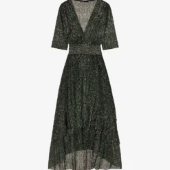 Maje Ruffled Tiered Woven Midi Dress