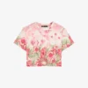 Maje Floral-print Cut-out Cotton T-shirt