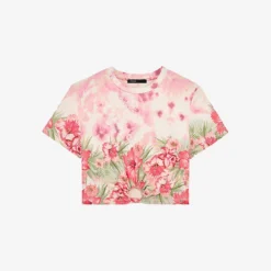 Maje Floral-print Cut-out Cotton T-shirt