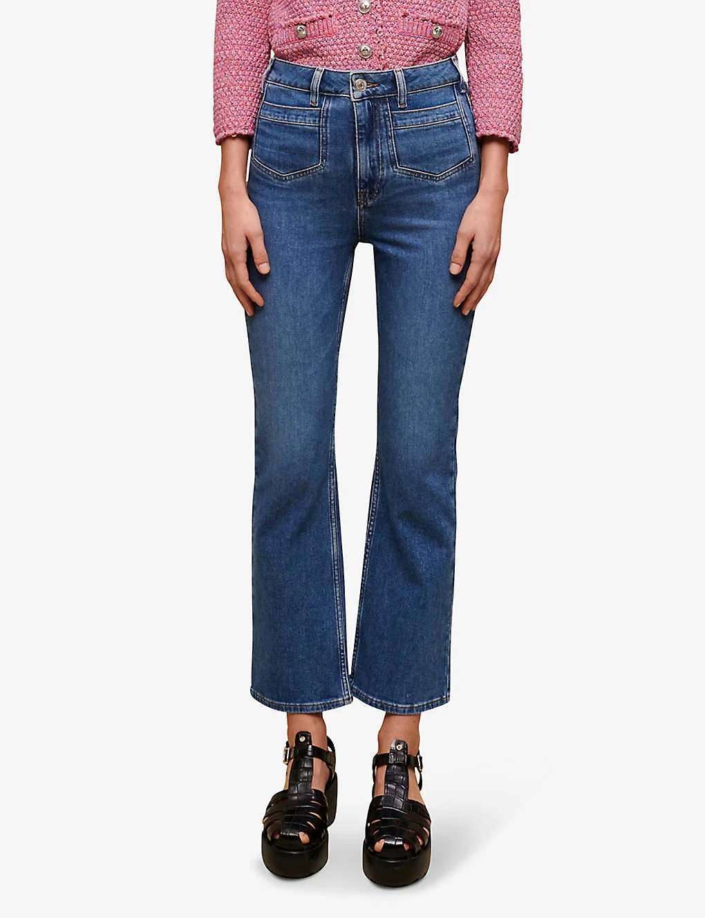 Maje Papala Straight-leg Cropped Stretch-denim Jeans 3 Maje Papala Straight-leg Cropped Stretch-denim Jeans - Image 3