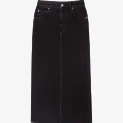 Maje Jextra High-waisted Straight-cut Stretch-denim Midi Skirt
