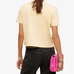 Maje Embellished-neckline Cotton-jersey T-shirt 8 Maje Embellished-neckline Cotton-jersey T-shirt -Outlet Pique Style Store R04101721 JAUNESORANGES ALT03