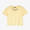 Maje Embellished-neckline Cotton-jersey T-shirt