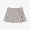Maje Iarreau Checked Frilled Stretch-wool Blend Shorts