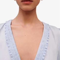 Maje Roulitana Ruffled Woven Mini Dress -Outlet Pique Style Store R04101759 BLEUS ALT04