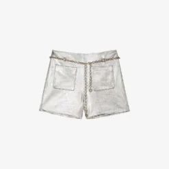 Maje Metallic Straight-cut Leather Shorts