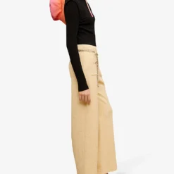 Maje Chain-belt Wide-leg Mid-rise Tweed Trousers -Outlet Pique Style Store R04101777 JAUNESORANGES ALT02