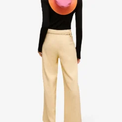 Maje Chain-belt Wide-leg Mid-rise Tweed Trousers -Outlet Pique Style Store R04101777 JAUNESORANGES ALT03