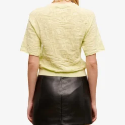 Maje Lace-weave Stretch Cotton-blend T-shirt -Outlet Pique Style Store R04101782 VERTS ALT03