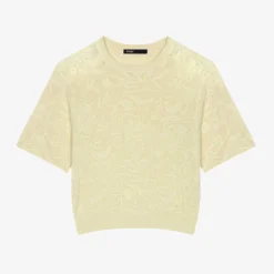 Maje Lace-weave Stretch Cotton-blend T-shirt