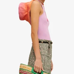 Maje Matchouli Logo-patch Ribbed Stretch-knit Top -Outlet Pique Style Store R04101799 VIOLETS ALT02