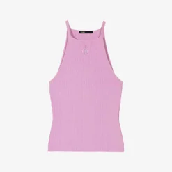 Maje Matchouli Logo-patch Ribbed Stretch-knit Top